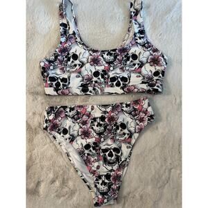 Fashion Nova Floral Skull Bikini Size Large NWOT